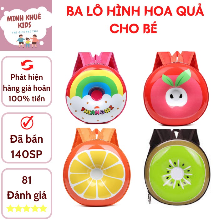 Balo hình hoa quả cho bé mầm non từ 0 - 6 tuổi, chống thấm nước, ngộ nghĩnh, đáng yêu bằng nhựa hot nhất 2021