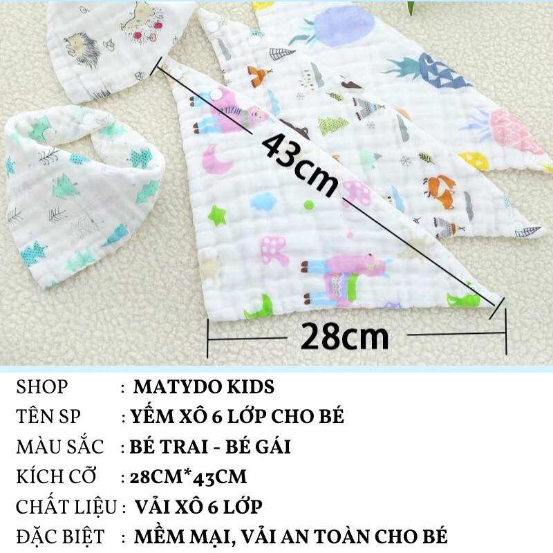 Yếm tam giác cho bé MATYDO vải xô mềm mại cao cấp có cúc bấm KY06