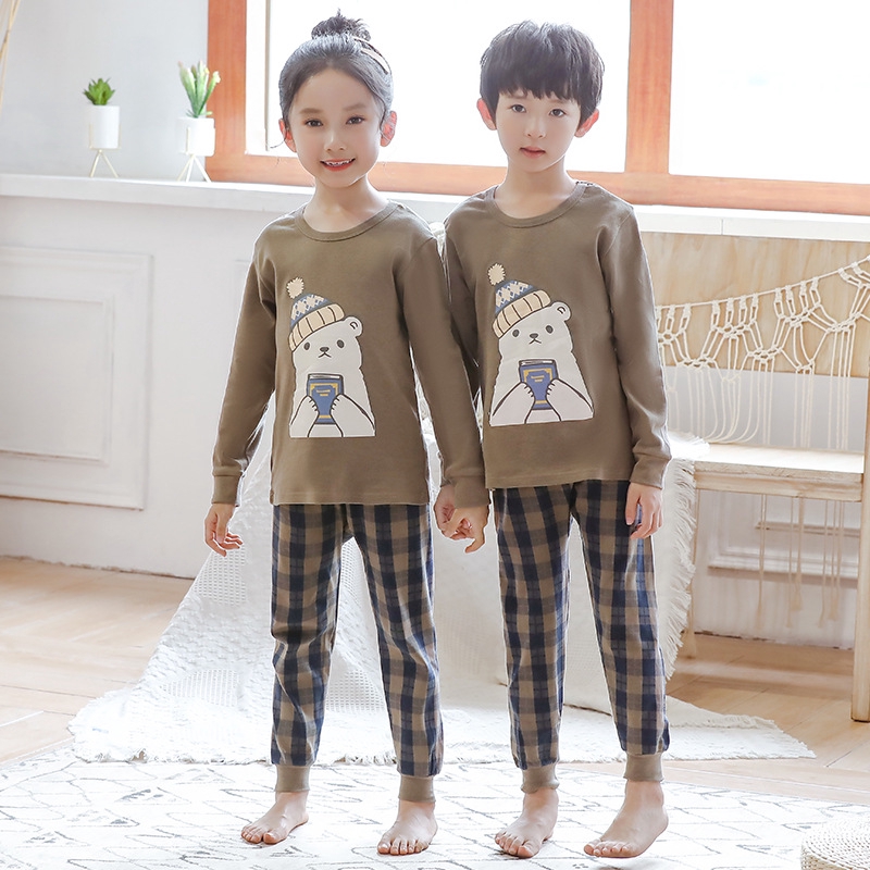 NEW Bộ Đồ Mặc Nhà Vải Cotton Giữ Ấm Thời Trang Thu Đông 2021 Cho Bé Gái