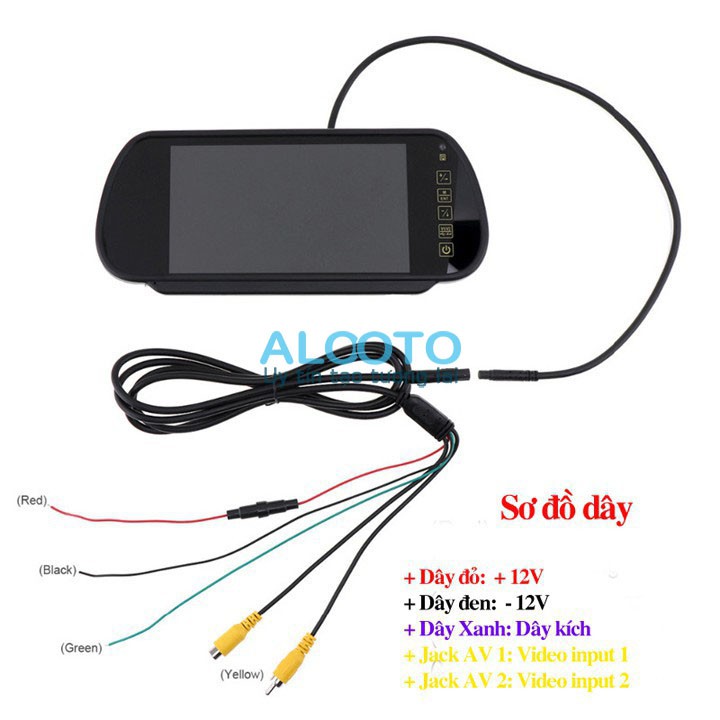 Màn hình ốp gương 7inch hiển thị camera lùi cho xe ô tô -loại ko có USB- bảo hành 12 tháng | BigBuy360 - bigbuy360.vn