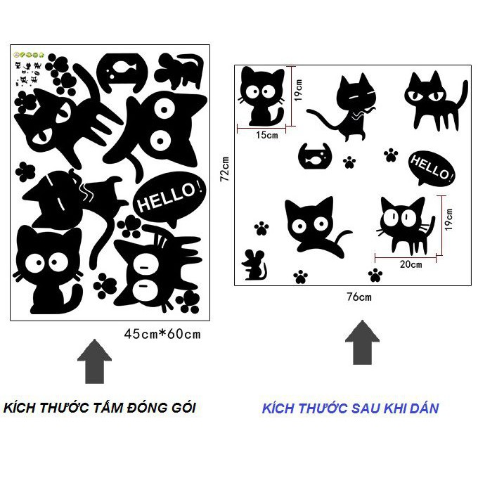 Decal dán tường [GIÁ SỐC] Mèo đen dễ thương DKN035