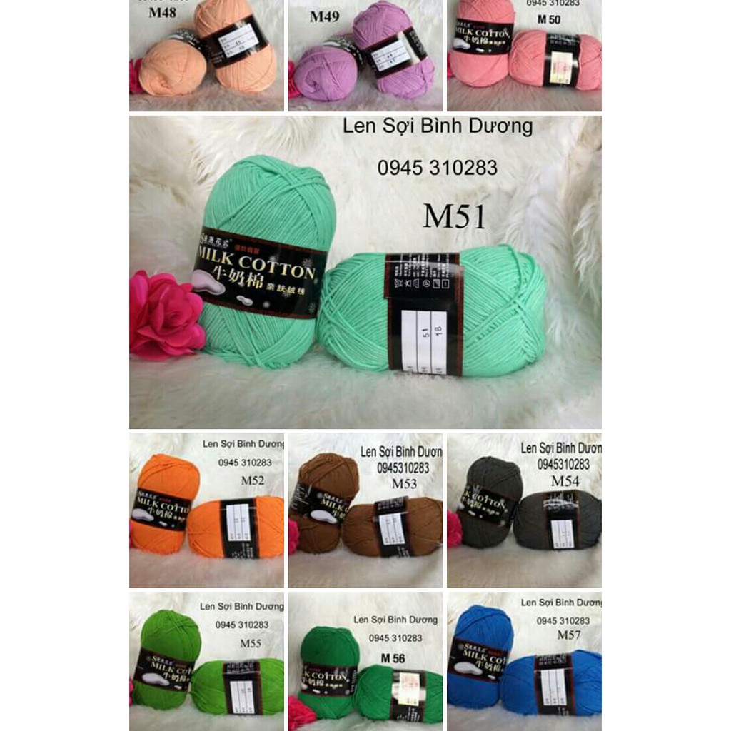 Cotton Milk 125g  Len Đan Móc Khăn, Áo, Nón