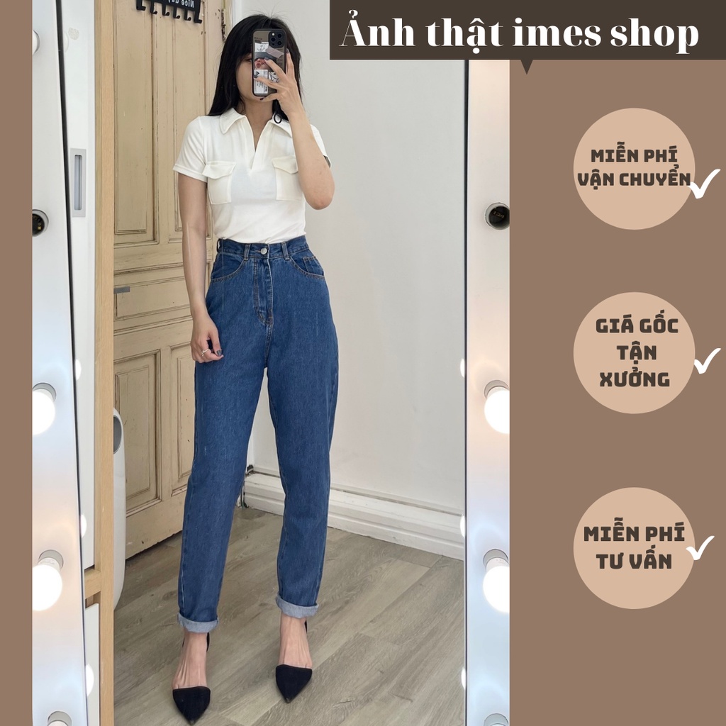 Quần bò nữ, quần Jean bò baggy nữ cạp cao phong cách Ulzzang Hàn Quốc 1639 imes shop | BigBuy360 - bigbuy360.vn