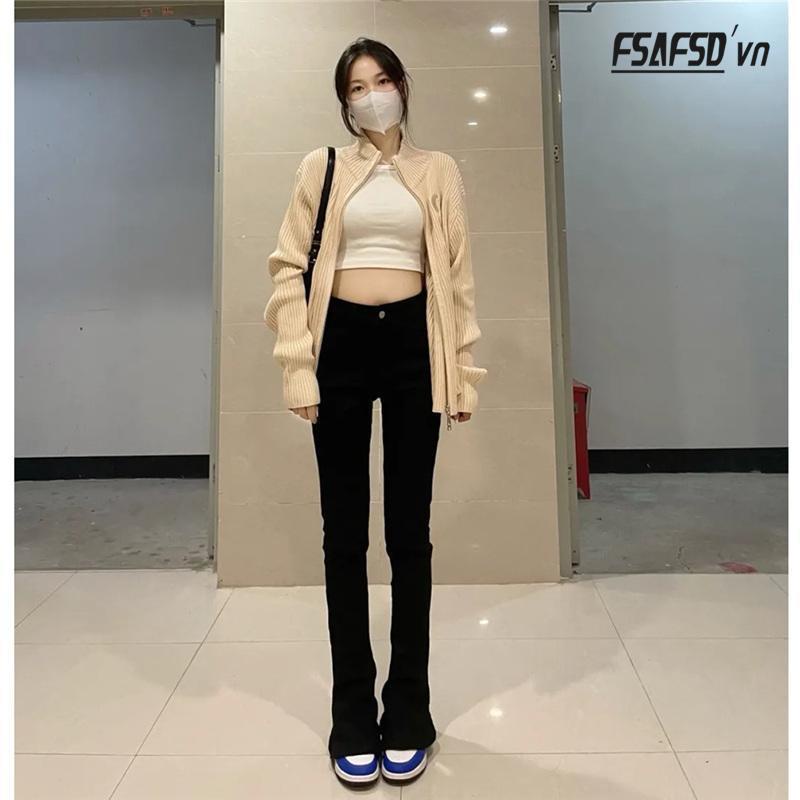 Quần Jeans Nữ Dài Ống Loe Thời Trang Cá Tính