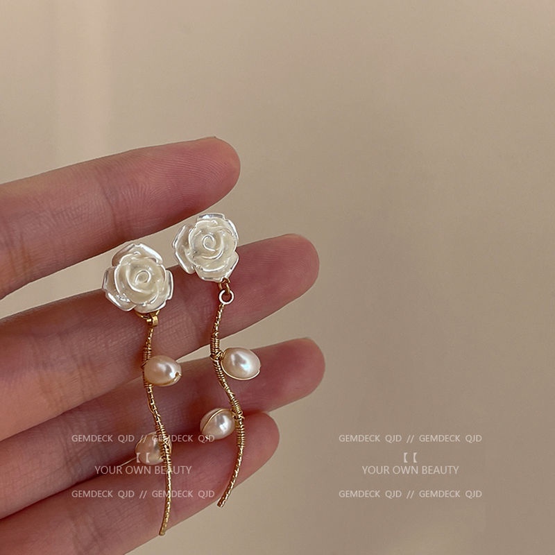 Bông Tai Mạ Bạc 925 Đính Ngọc Trai Nhân Tạo Phong Cách Retro Hàn Quốc 2022