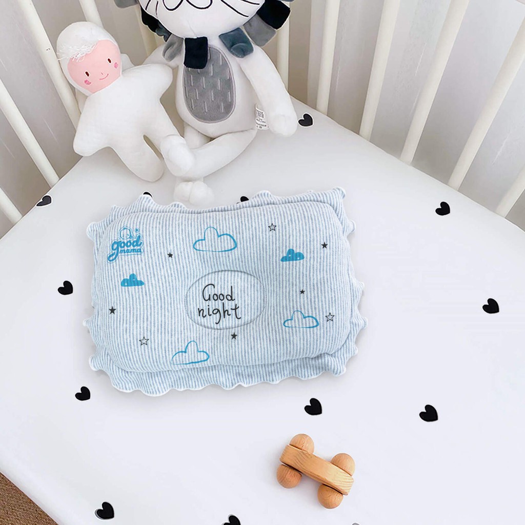 Gối Lõm Cho Trẻ Sơ Sinh Goodmama 100% Cotton Mềm mại - Thoáng mát - Kháng khuẩn