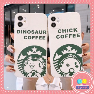 Ốp iphone - Ốp lưng dẻo cạnh vuông Chick và dino coffee 6plus/7/8/7plus/8plus/x/xs/xsmax/11/11promax/12