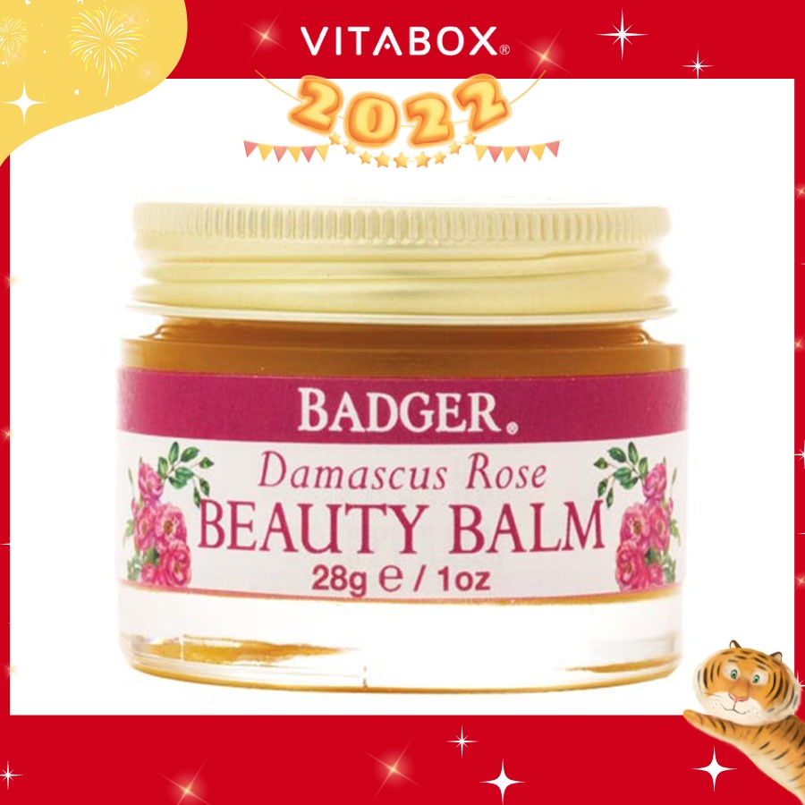 Sáp dưỡng da hoa hồng BADGER dưỡng ẩm ngày đêm, làm sáng da, chống lão hóa - Damascus Rose Balm - USDA Organic