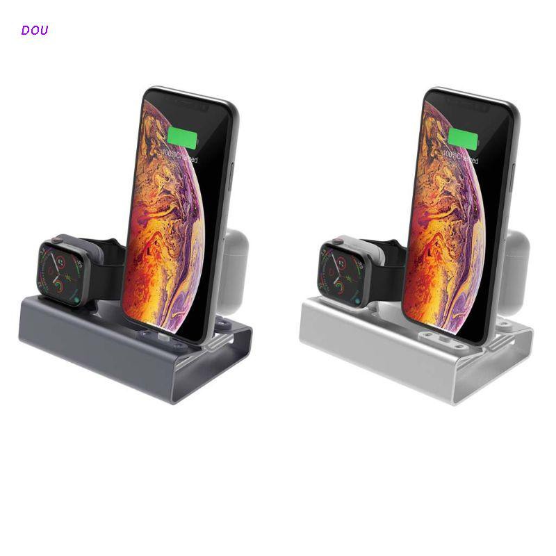Đế Sạc 3 Trong 1 Bằng Nhôm Cho Tai nghe ko dây táo 1/2 táo Watch Series 1/2/3/4 42mm 38mm 40mm 44mm