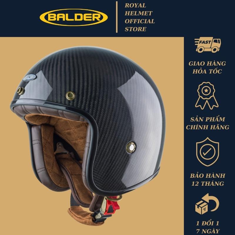 Mũ bảo hiểm 3/4 Balder sợi carbon chính hãng, size M L XL, bảo hành 12 tháng, freeship toàn quốc