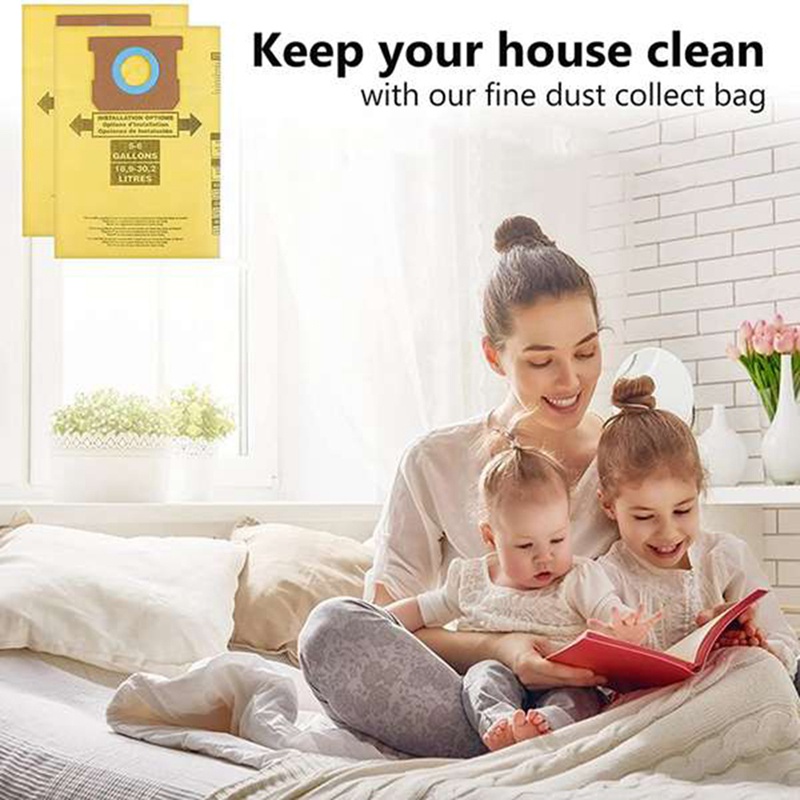 3 Gói Loại H 9067100 Túi Lọc Thay Thế Cho Máy Hút Bụi Shop Vac 5-8 Gallon 90671 9067100