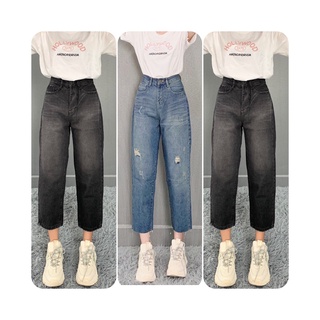 Quần baggy jean nữ cạp cao