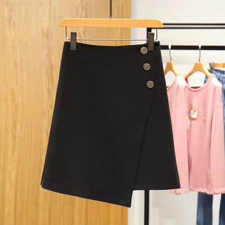 chân váy xếp tà lệch phối cúc 45cm