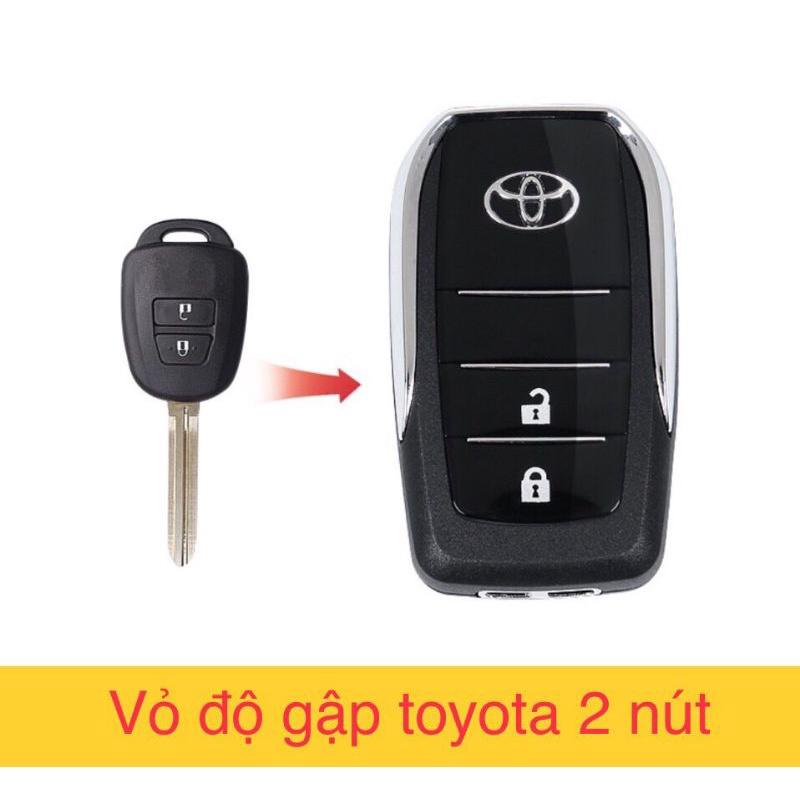 Vỏ chìa khoá độ gập TOYOTA 2 nút ( đời 2015 trở lên ) xe Innova, Fortuner, Vios, Yaris, Corolla, Altis, Camry...