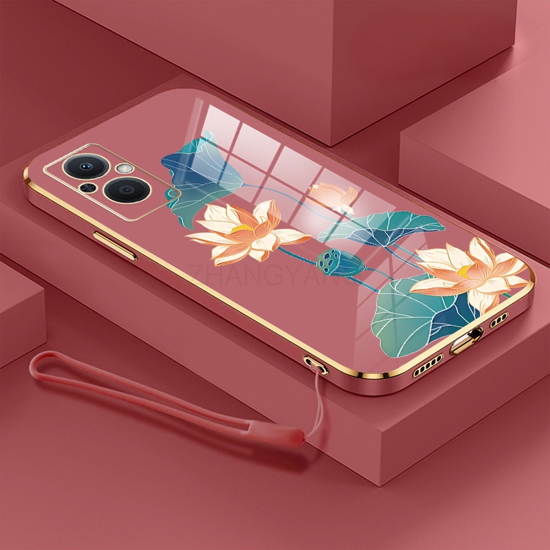 ốp lưng oppo reno 7z 5g a96 ốp điện thoại oppo reno 7z 5g a96 Ốp Điện Thoại TPU Dẻo Mạ Màu Họa Tiết Hoa Sen Sang Trọng