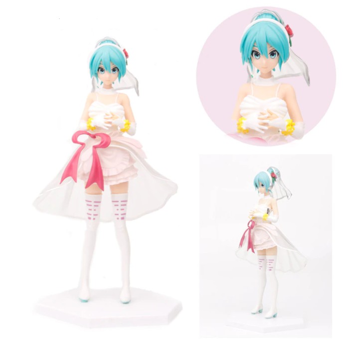 Mô Hình Cô Nàng Hatsune Miku Với Váy Cưới Ngắn Xinh Xắn - Cao 26cm Không Hộp