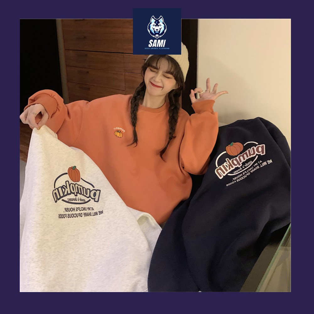 (FREESHIP + ẢNH THẬT) ADHD00014 Áo hoodie Bí Ngô Tini tay dài dáng dài rộng màu trơn phong cách Hàn Quốc siêu cute