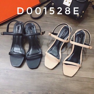 Sandal quai mảnh gót vuông 5p 2 màu đen, kem