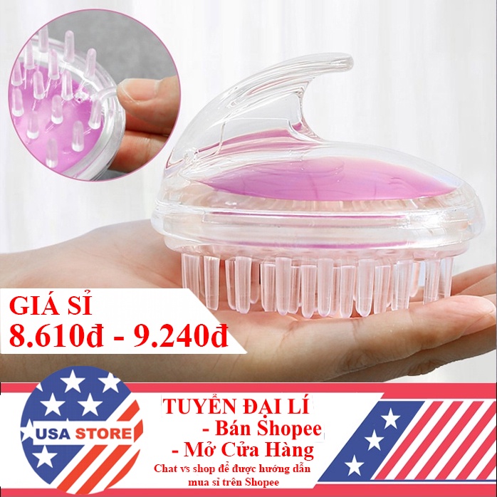 Lược Gội Đầu T1 Bằng Silicon Mát Xa Da Đầu - Bàn Chải Gãi Đầu Silicon Mềm (Nhiều Màu)