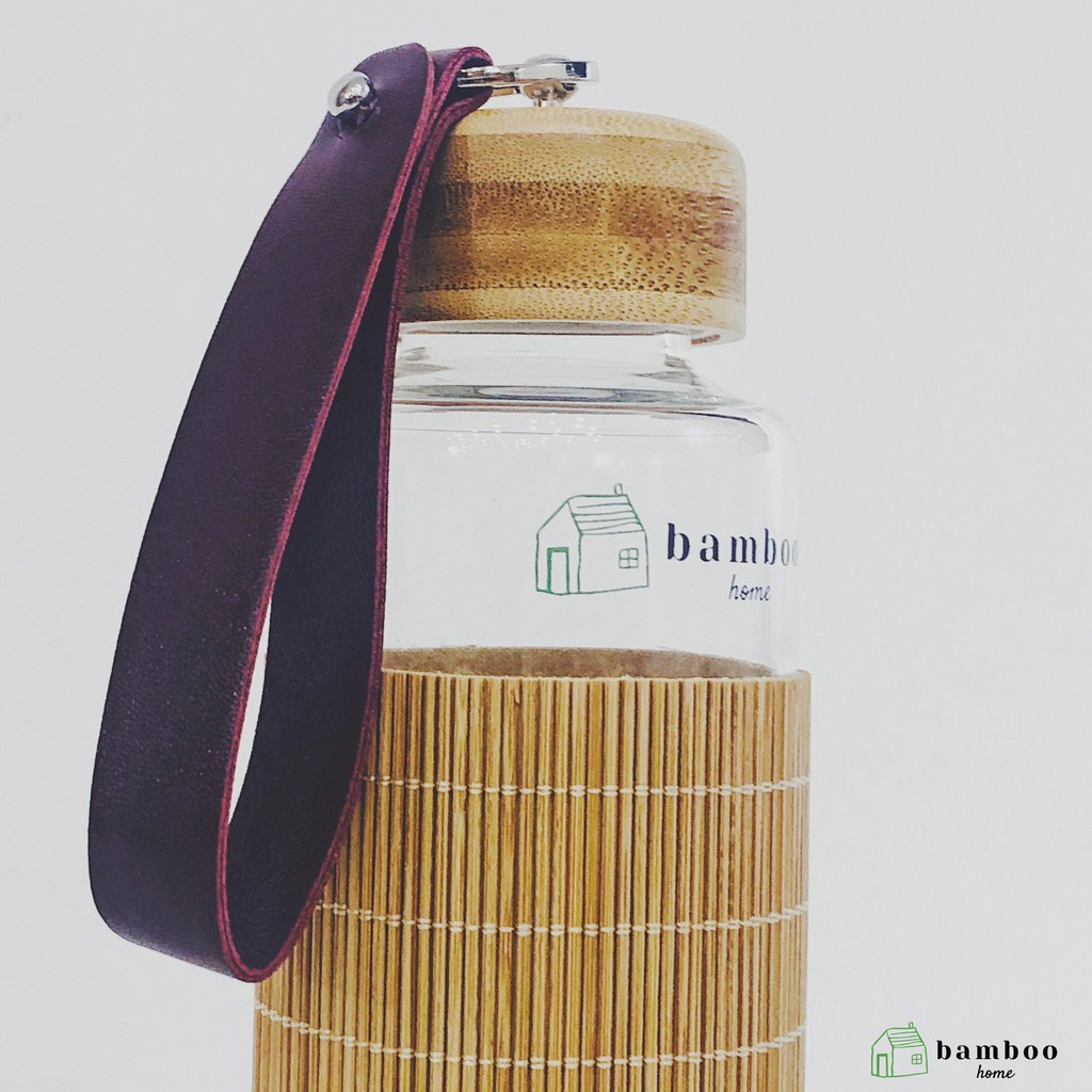 Bình nước thủy tinh vỏ tăm tre THE BAMBOO chịu nhiệt thời trang