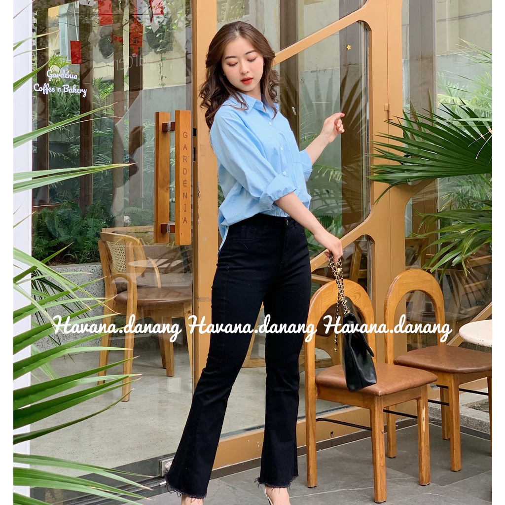 Quần jeans ống loe suông dài, jeans loe trơn | BigBuy360 - bigbuy360.vn