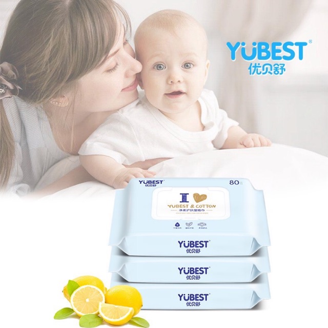 Khăn giấy ướt YUBEST không mùi 80 tờ