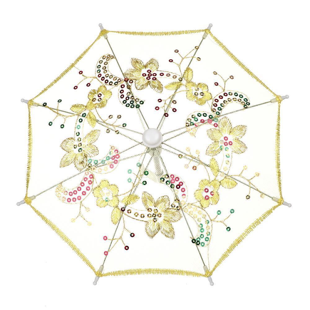 Dù Che Mưa Mini Thêu Ren Hoa Dành Cho Búp Bê