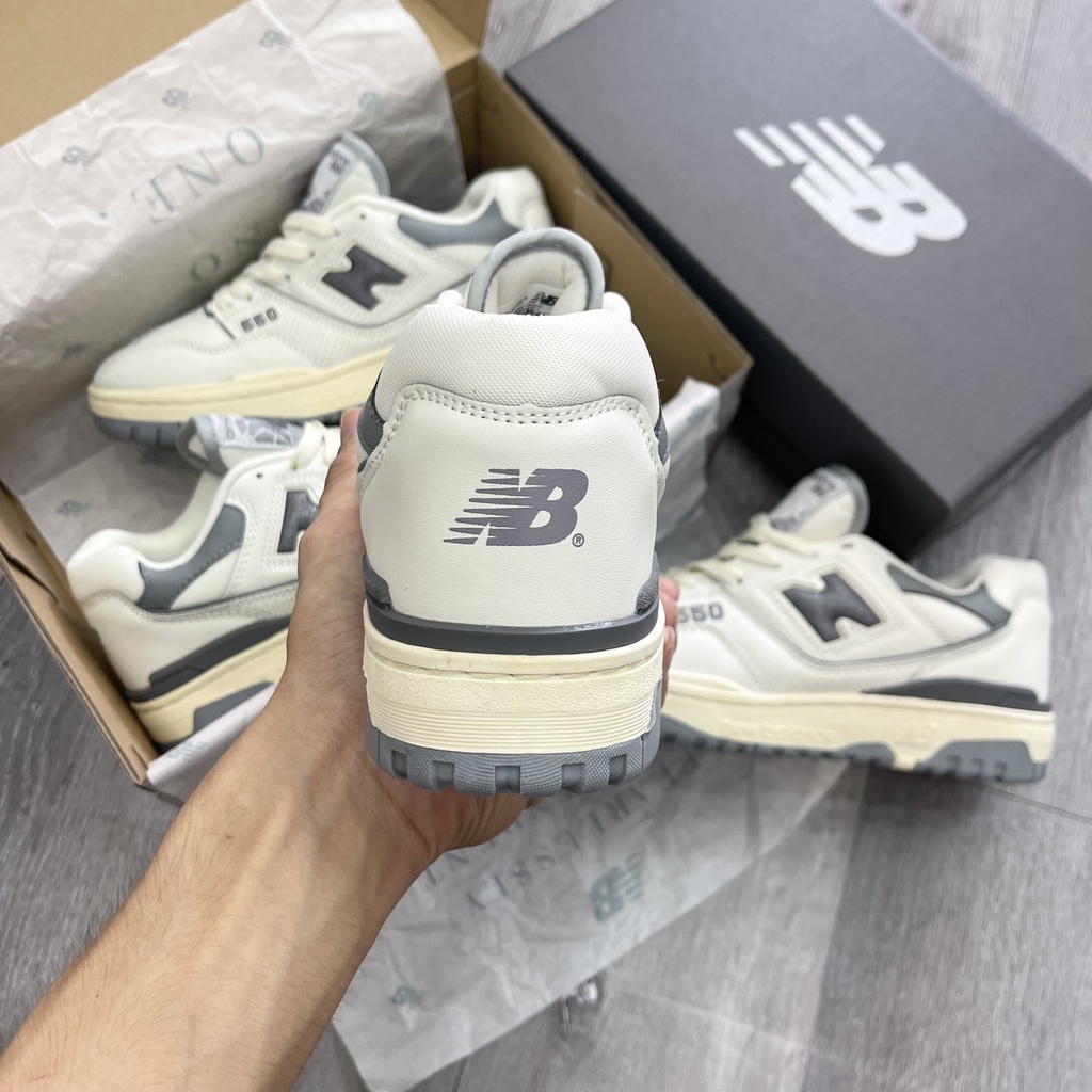 GIÀY NB550 TRẮNG XÁM DA THẬT LAI AU SC