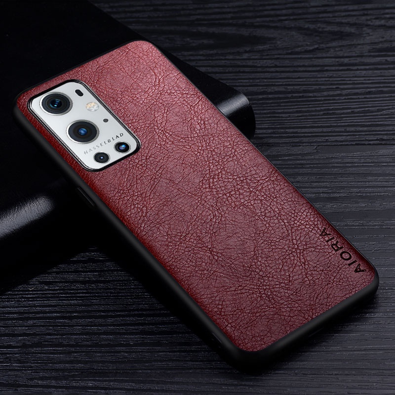 Ốp Điện Thoại Doanh Nhân Bằng Da PU + TPU Họa Tiết Vỏ Quả Vải Cho Oneplus 9 Pro 9R