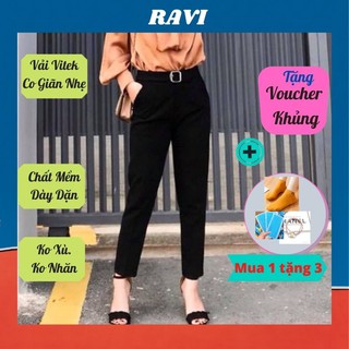 Quần baggy cạp cao💖𝑭𝑹𝑬𝑬𝑺𝑯𝑰𝑷💖quần công sở ravi hàng thiết kế-quần tây nữ đai vuông tấc form rộng