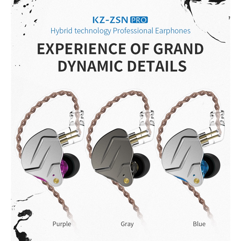 Tai Nghe Nhét Tai KZ ZSN PRO 1BA+1DD Âm Thanh HIFI Chống Ồn