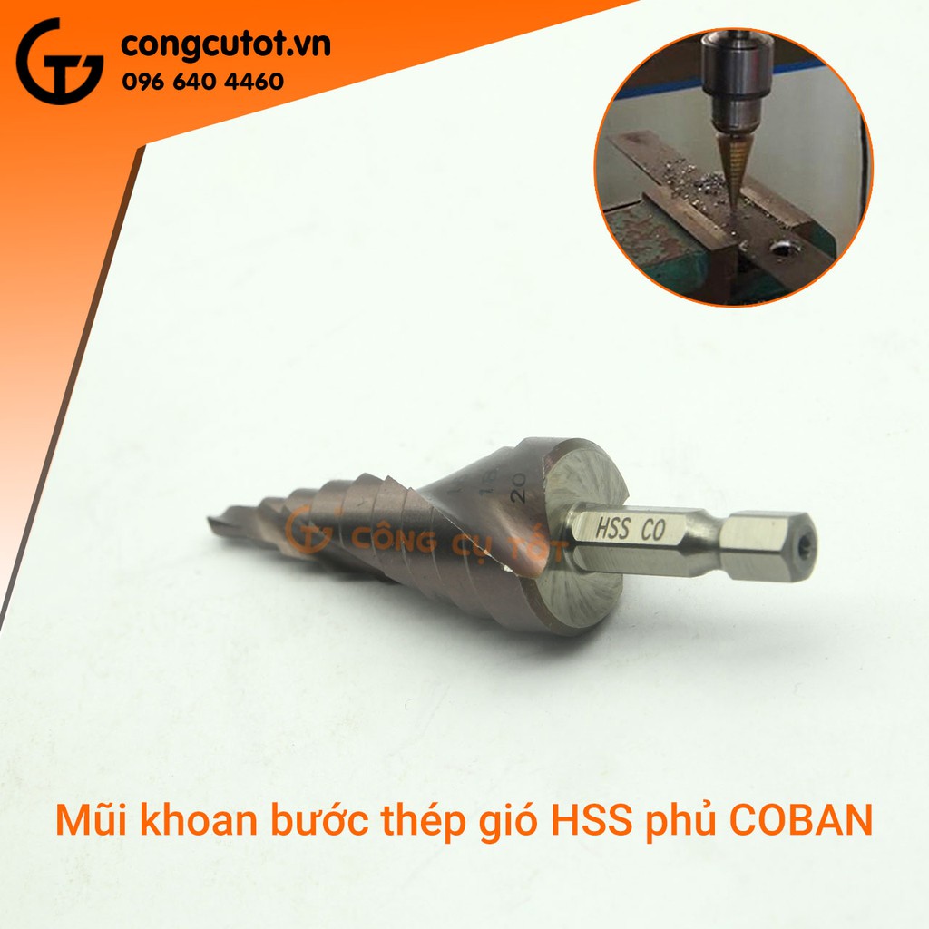 Mũi khoan bước xoắn M35 chuôi lục phủ Coban