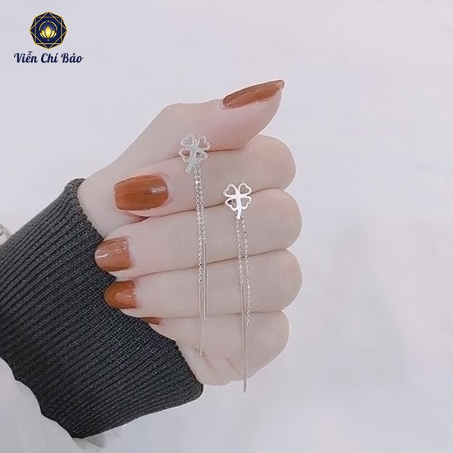 Bông tai bạc nữ cỏ bốn lá may mắn chất liệu bạc 925 thời trang phụ kiện trang sức nữ Viễn Chí Bảo B400485