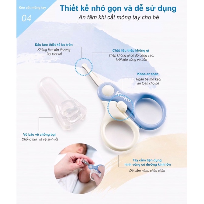 Hộp dụng cụ 5 món cắt móng tay và ráy tai cho bé KuKu KU3037