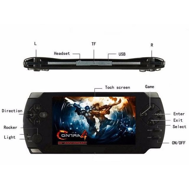 Máy chơi game 4 nút cầm tay X8 model 2019 chơi được PS1/Arcade/GBA/NES/SNES màn hình cảm ứng 4.3 inch Hàng Loại Tốt
