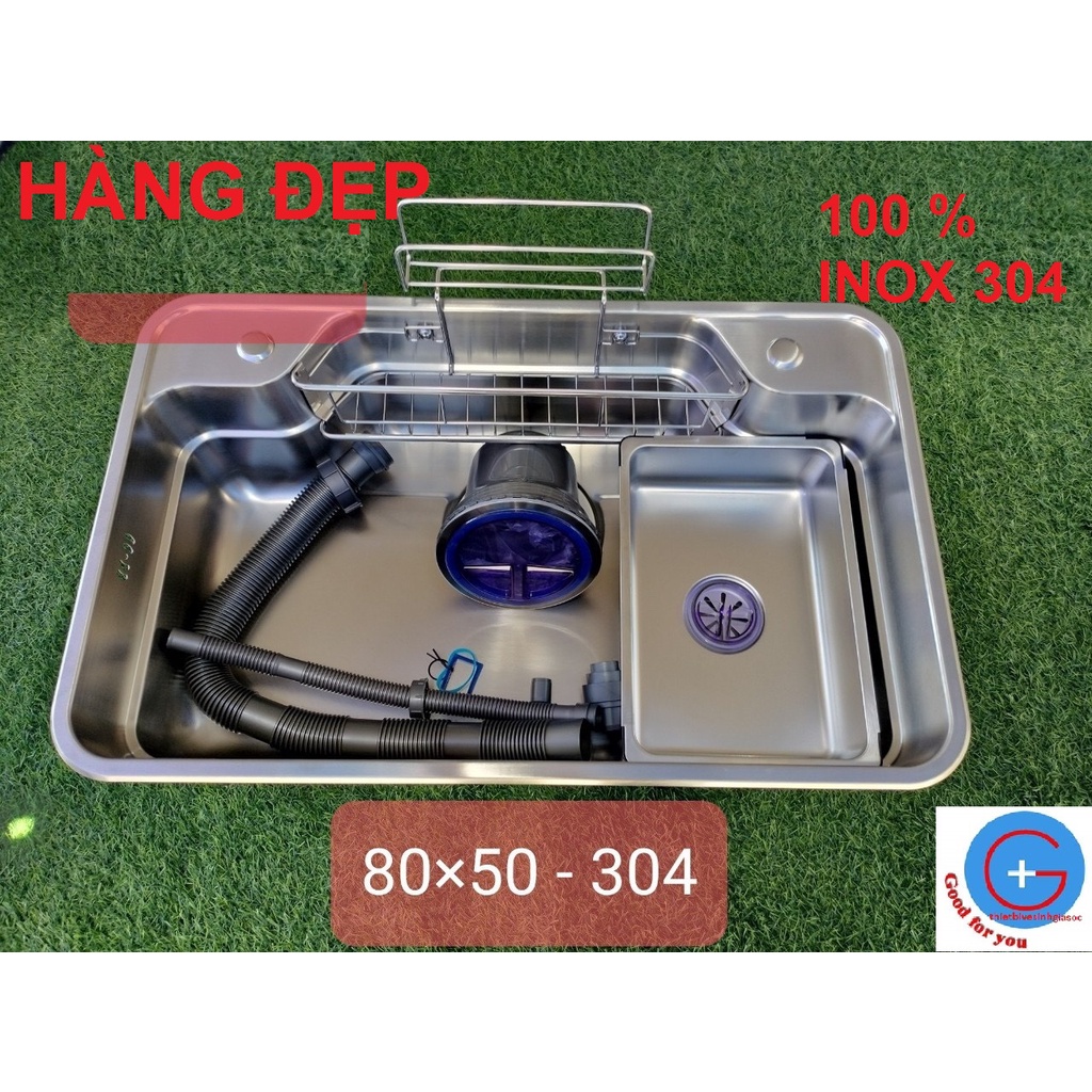 CHẬU RỬA BÁT 1 HỐ KT 80 x 50 -SUS 304 | CHẬU 1 HỐ 80  50