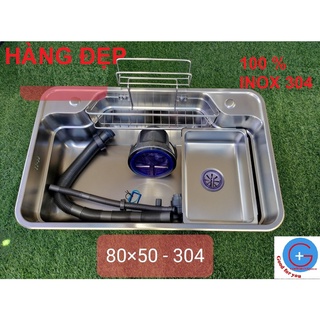 Chậu rửa bát 1 hố kt 80 x 50 -sus 304 | chậu 1 hố 80 50