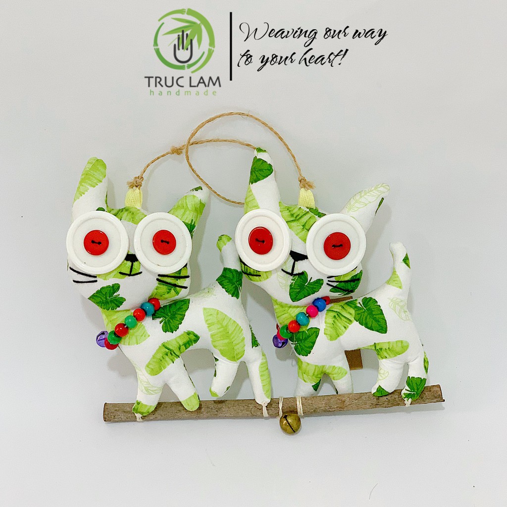 Phụ Kiện Decor Trang Trí Nội Thất Hình 2 Con Mèo - Trúc Lâm Handmade