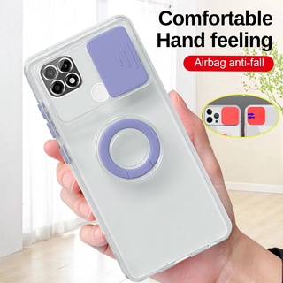 Ốp điện thoại TPU mềm trong suốt có nắp trượt bảo vệ camera cho OPPO A15 A15S A94 A54 A74 A52 A92 A72 A53 A73 A5S A12 A7