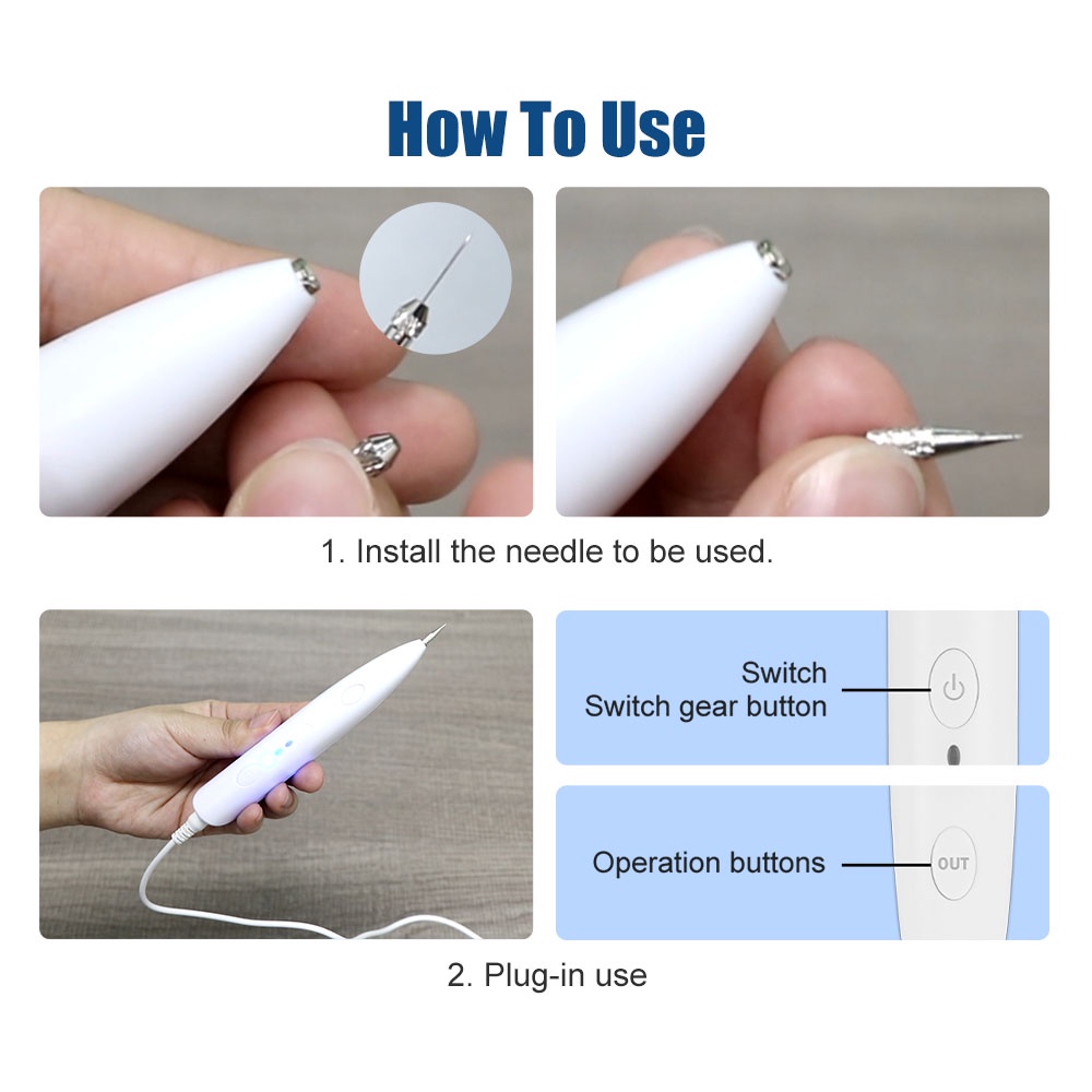 Bút làm đẹp SALORIE loại bỏ mụn cóc/ nốt ruồi sạc USB tiện lợi