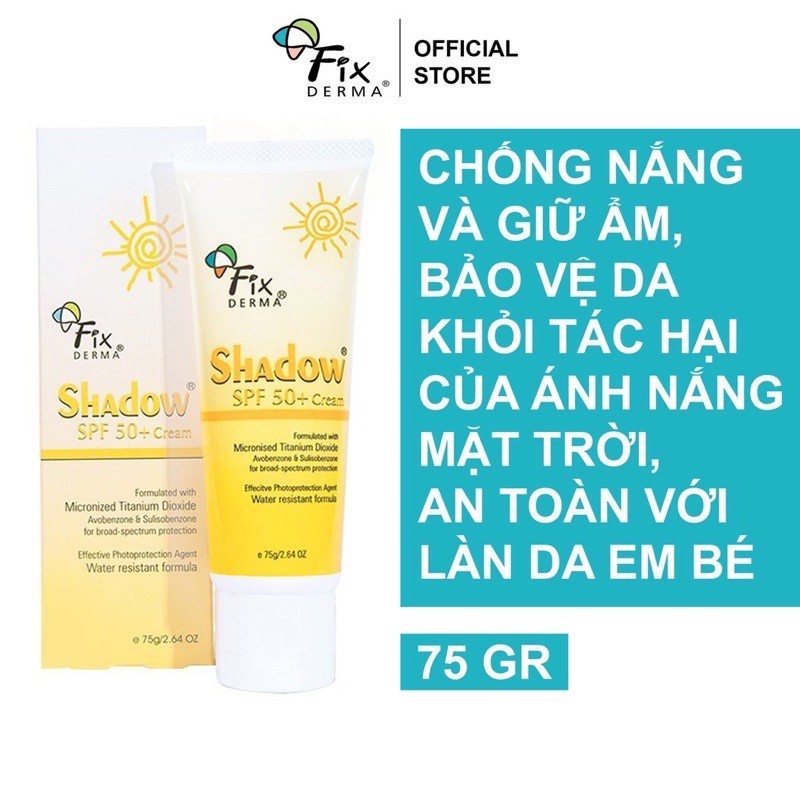 Kem Chống Nắng Cho Da Mặt Và Toàn Thân Giữ Ẩm Fixderma Shadow SPF 50+ 75g [Nhập Khẩu Chính Hãng]