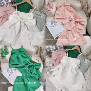 SẴN Set áo bbd phồng + quần short 3màu pastel phong cách hotgirl lên dáng siêu đẹp