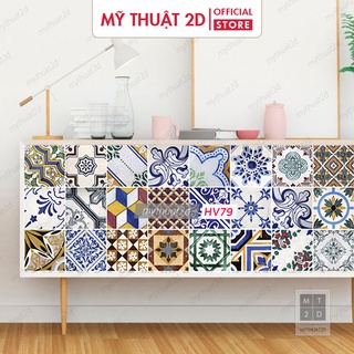 Sét 35 ô Decal gạch bông kt 20x20/ô hoa văn gốm cổ xưa trang trí nhà cửa_HV79