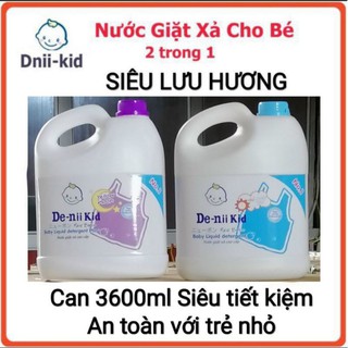 [XẢ KHO] Nước giặt xả 2in1 Dnii Kid an toàn cho trẻ nhỏ Can 3600ml