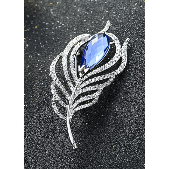 Cài áo thời trang hình lông vũ đính đá sang trọng GC65