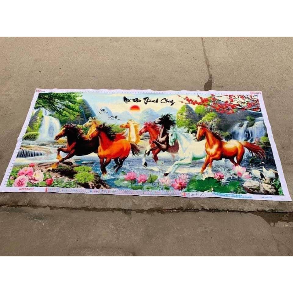 Tranh đính đá + tranh thêu ngựa Mã đáo thành công Y8071 Y8070 Y8072
