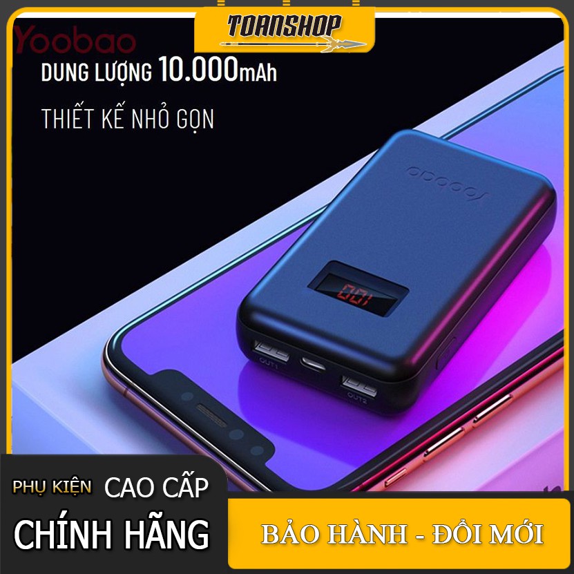 [Mã 267ELSALE hoàn 7% đơn 300K] Sạc dự phòng Yoobao PD10 Sạc nhanh màn hình LED 10000mAh