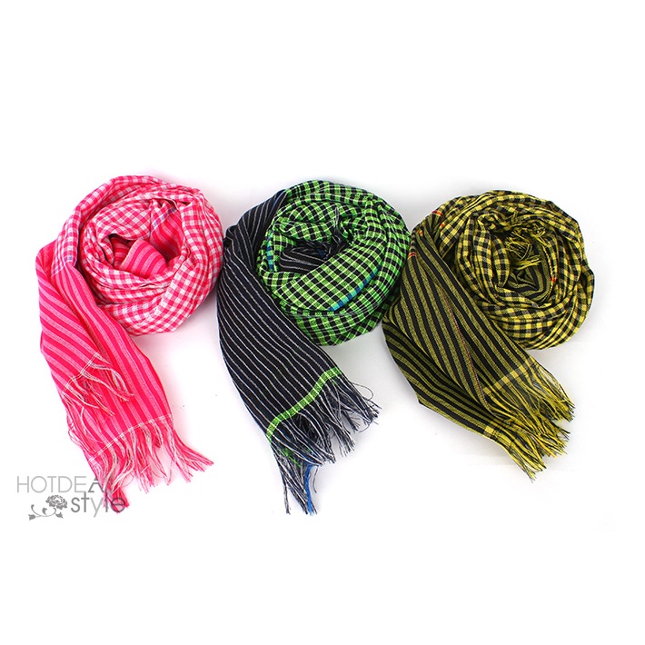 Khăn ca rô nam bộ kẻ dài 1m7*70cm cotton mềm có tua rua cao cấp