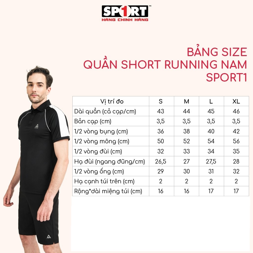 Quần Short Thể Thao Running Nam Cạp Chun Có Dây Rút, 2 Túi Sườn Dễ Vận Động, Thoải Mái  AM SPORT1 SRM213