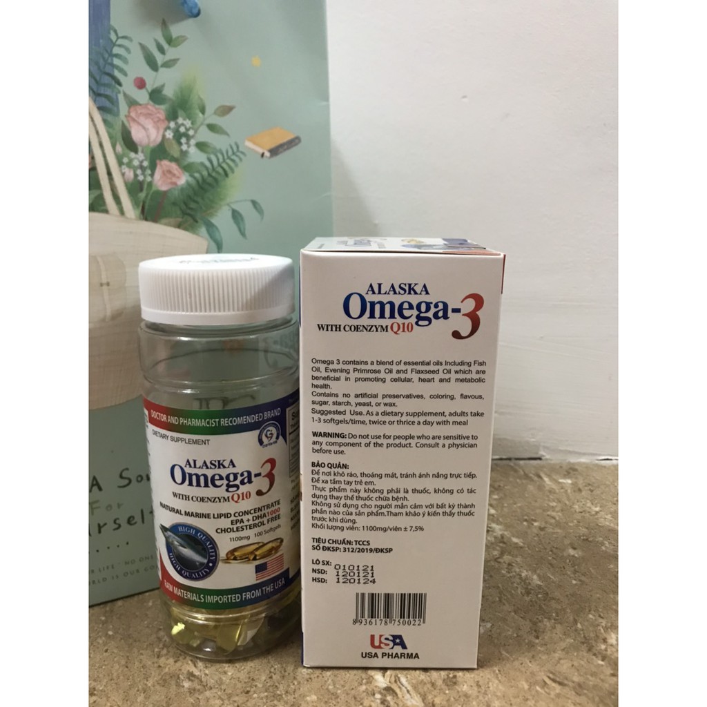 Viên dầu cá Alaska OMEGA 3 with Coenzym Q10 lọ 100viên